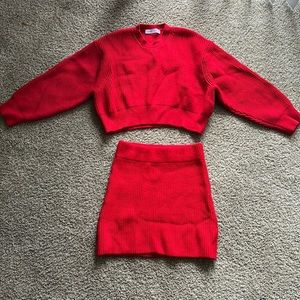 Zara 2 piece red sweater set